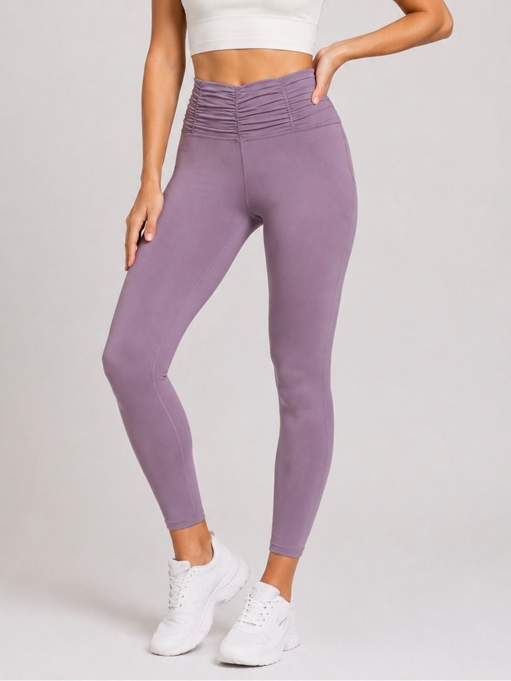 Forever 21 Purple Ruched High Waist Leggings. Size Small